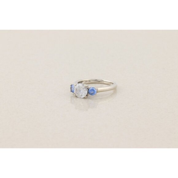 Sterling Silver White and Blue Cubic Zirconia Ring Size 7 - Picture 5 of 7